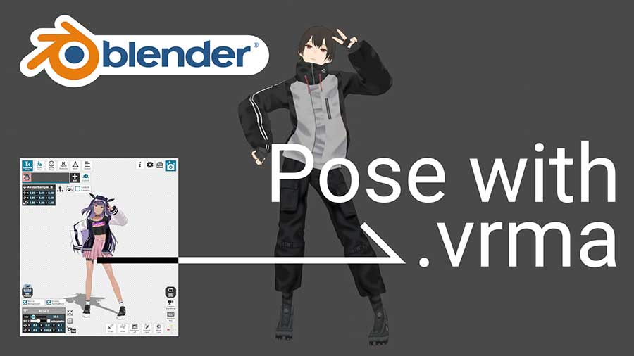Pose with .vrma format in Blender3d (from VRM Posing Desktop)